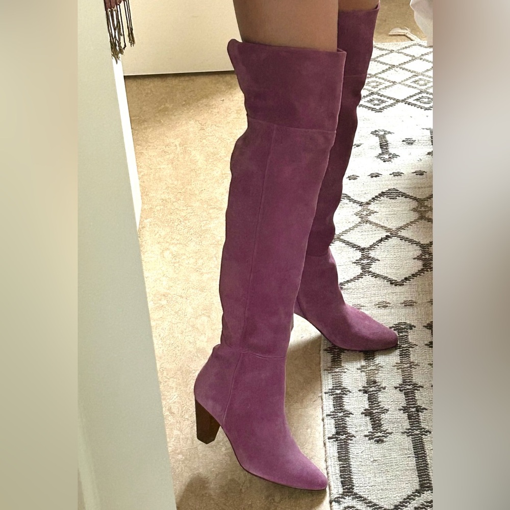 Sezane Colette thigh high boots in purple US 10